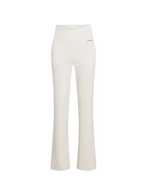 Karl Lagerfeld logo-plaque crossover-waistband trousers White B3W44009B09