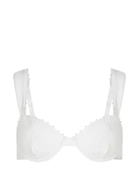 Karl Lagerfeld Textured faux-pearl wired bikini top White B3W46012B09