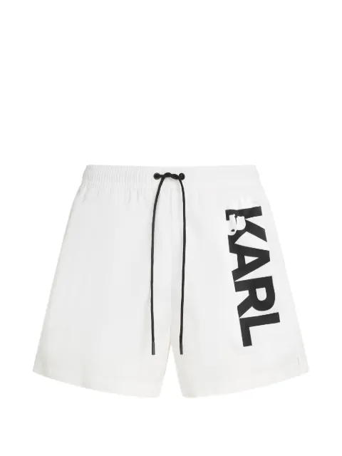 Karl Lagerfeld logo-print swim shorts White A1M46013100