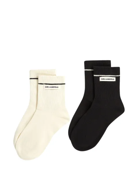 Karl Lagerfeld ribbed logo-patch socks (set of two) Neutrals B3M470411UG