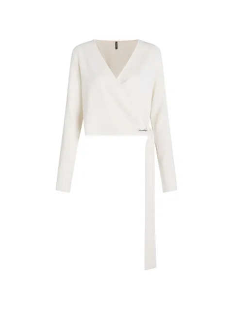 Karl Lagerfeld logo-patch wrap top White B3W44008B09