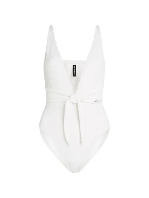 Karl Lagerfeld textured faux-pearl swimsuit White B3W46040B09