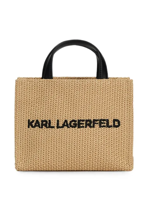 Karl Lagerfeld logo small square woven beach bag Neutrals B3W46045106