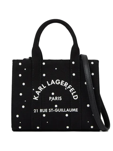 Karl Lagerfeld mini Rue St-Guillaume pearl-embellished tote bag Black B3W50025999