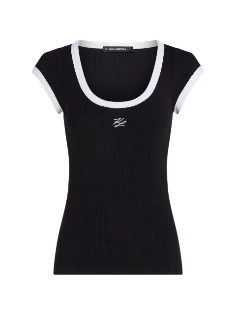 Karl Lagerfeld contrast-trim ribbed T-shirt Black B3W17071999
