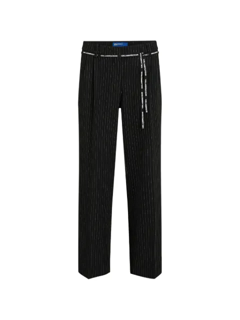 Karl Lagerfeld Jeans pinstripe logo-tape trousers Black B3W10019A60