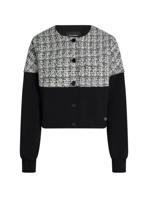 Karl Lagerfeld boucle-panelled jersey cardigan Black B3W20045B84