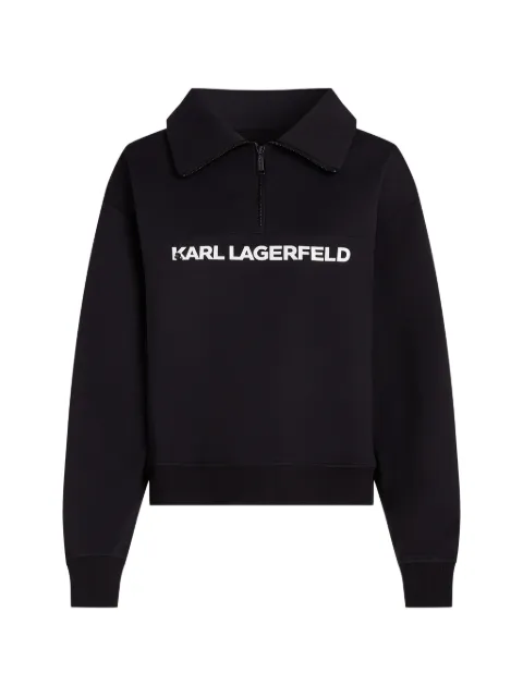 Karl Lagerfeld logo-print quarter-zip sweater Black B3W44017999