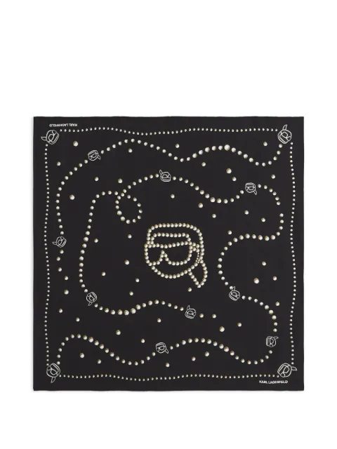 Karl Lagerfeld Ikonik pearl-print silk scarf Black B3W33038101