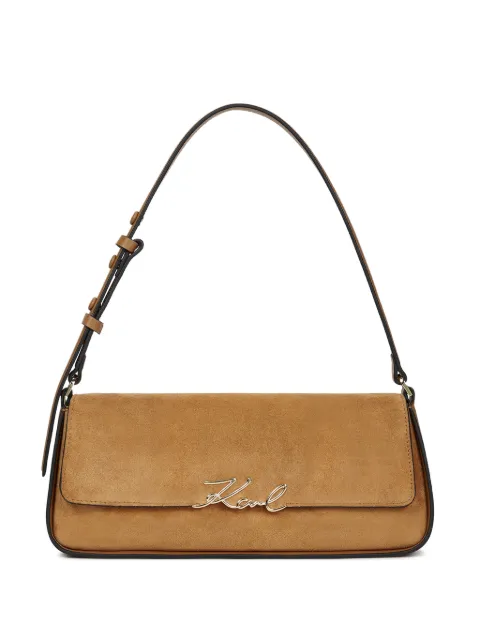 Karl Lagerfeld Signature suede shoulder bag Neutrals B3W300251XV