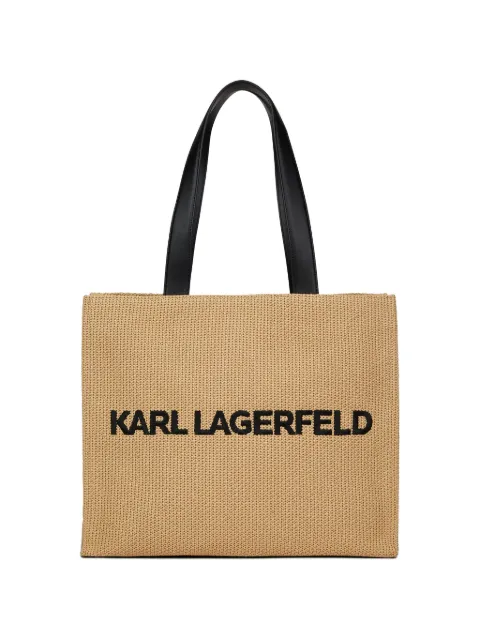 Karl Lagerfeld large raffia-effect tote bag Neutrals B3W46044106