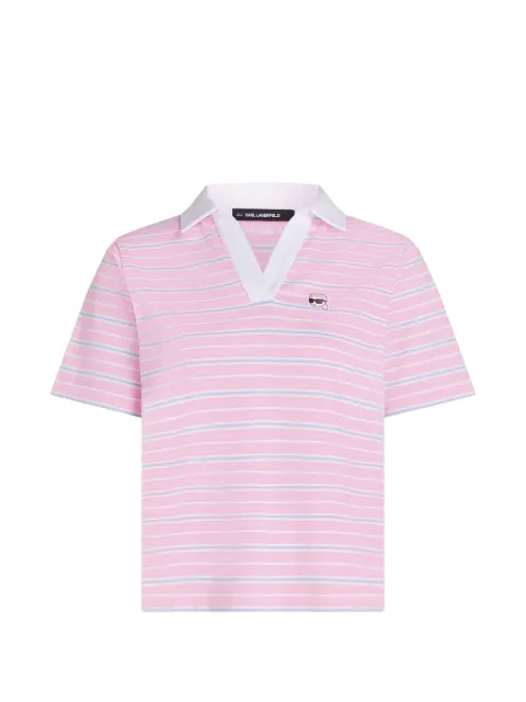 Karl Lagerfeld Ikon stripe polo shirt Pink B3W17042A46