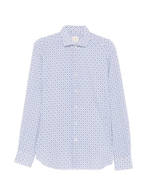 Xacus geometric-print long-sleeve shirt White ACT558ML21634