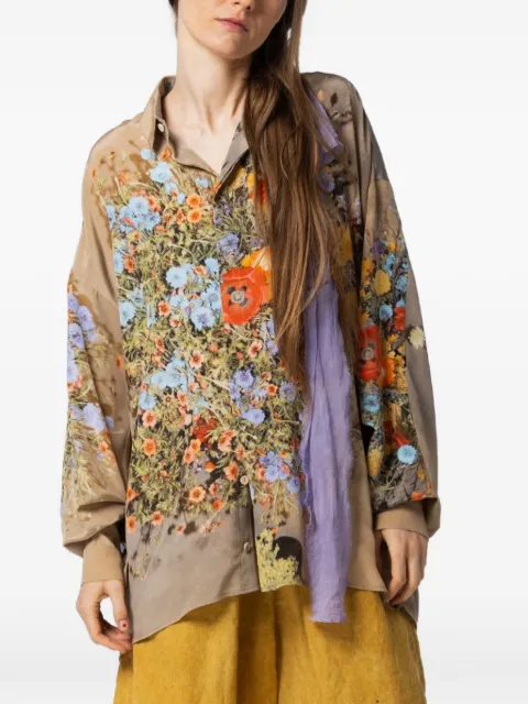 Anntian floral-print silk shirt Neutrals 1801J