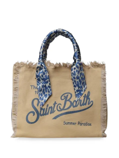 MC2 Saint Barth fringed logo-print tote bag Neutrals VANI045TEX0001