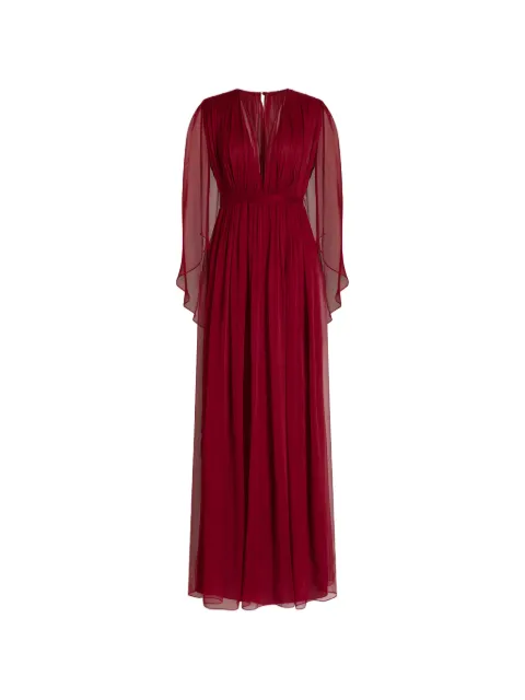 Alberta Ferretti V-neck cape silk dress Red AEF262U04426615