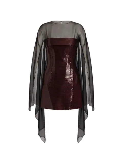 Alberta Ferretti sequin-embellished cape-overlay mini dress Black AEF262U04266646