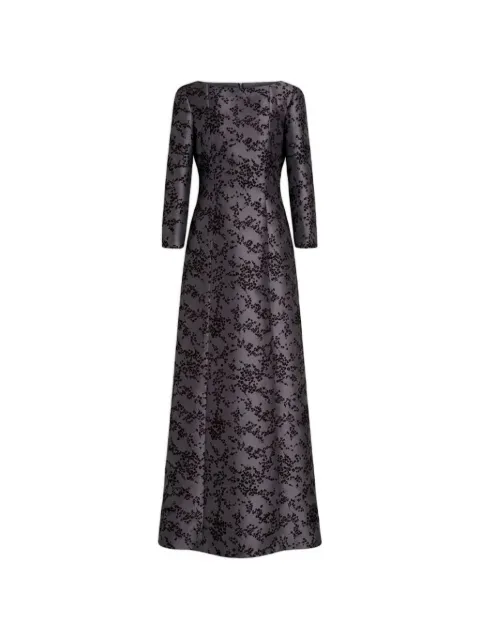 Alberta Ferretti floral-print long-sleeve maxi dress Grey AEF262U04406647