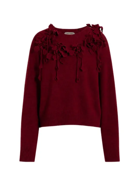 Alberta Ferretti floral-appliqué wool sweater Red AEF262U09206604