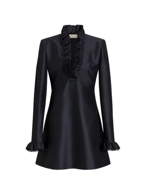 Alberta Ferretti V-neck ruffled dress Blue AEF262U04026640