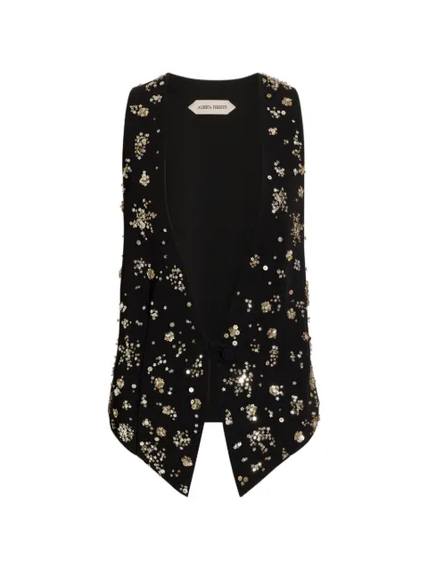 Alberta Ferretti sequin-embellished floral-motif waistcoat Black AEF262U10016634