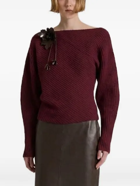 Alberta Ferretti floral-applique ribbed-knit sweater Red AEF262U09036603