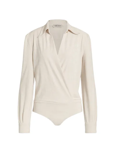 Alberta Ferretti wrap-design spread-collar bodysuit White AEF262U11016645