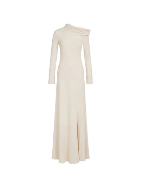Alberta Ferretti off-shoulder side-slit maxi dress Neutrals AEF262U04236627
