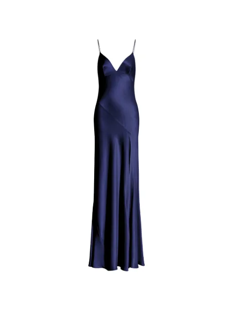 Alberta Ferretti satin-finish slit-detail gown Blue AEF262U04226627