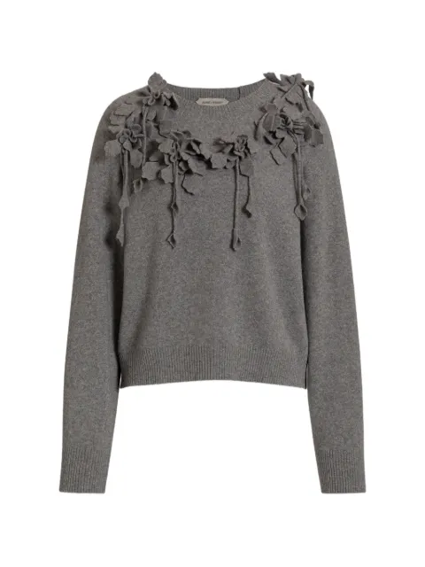 Alberta Ferretti flower-embroidered wool sweater Grey AEF262U09206604