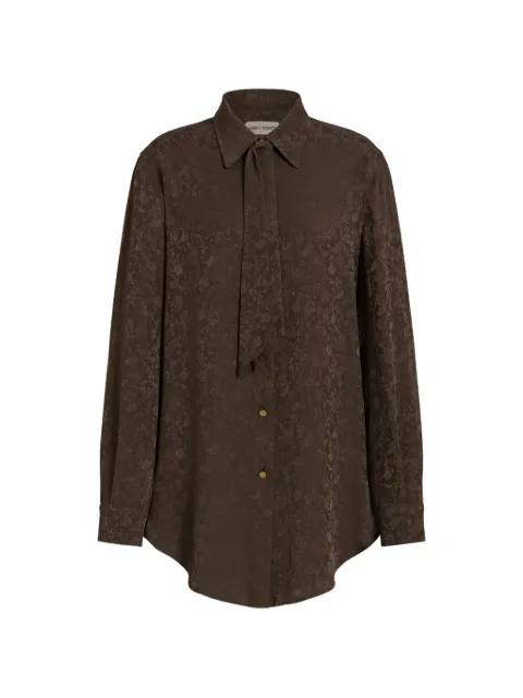 Alberta Ferretti floral-jacquard pussy-bow blouse Brown AEF262U02226626