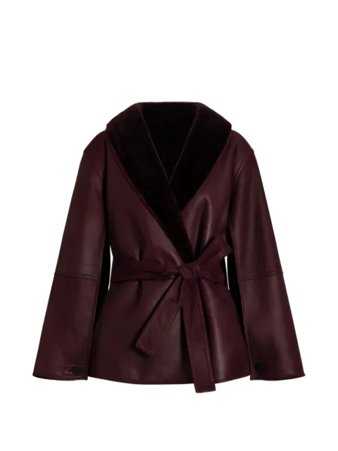 Alberta Ferretti belted sheepskin coat Purple AEF262U39016691