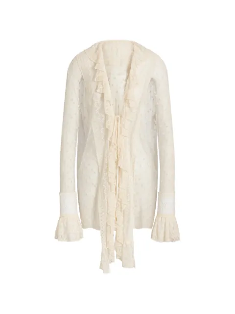 Alberta Ferretti ruffled lace blouse Neutrals AEF262U02136620