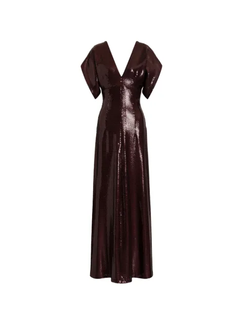 Alberta Ferretti V-neck sequin-embellished dress Brown AEF262U04076646