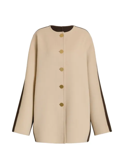 Alberta Ferretti two-tone button-up wool short coat Neutrals AEF262U06056659