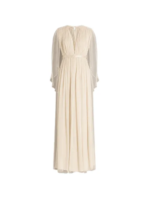 Alberta Ferretti pleated silk maxi dress White AEF262U04426615