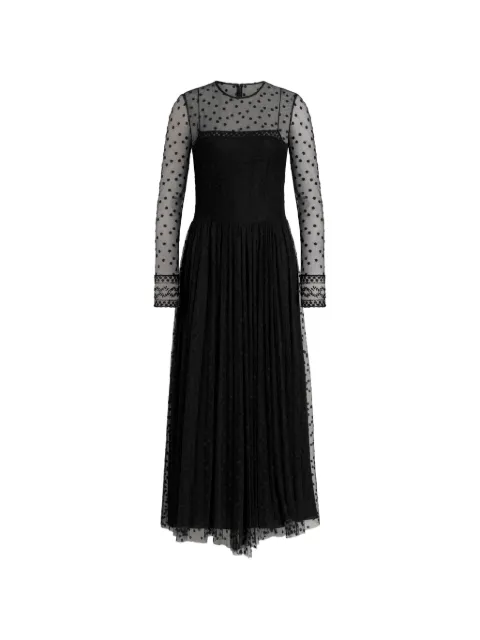 Alberta Ferretti polka-dot embroidered-lace midi dress Black AEF262U04126620