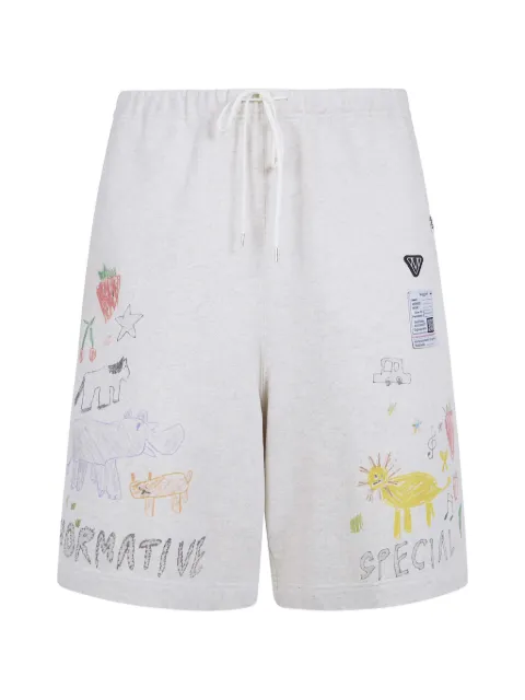 Maison MIHARA YASUHIRO graphic-print drawstring shorts White J16SP773