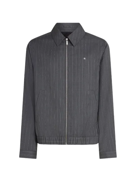 Karl Lagerfeld logo-plaque pinstripe overshirt Grey B3M14018284