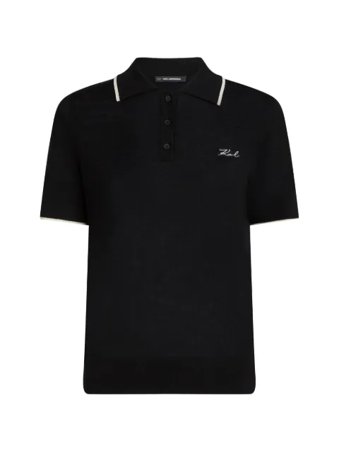 Karl Lagerfeld merino-wool polo shirt Black B3W18044999
