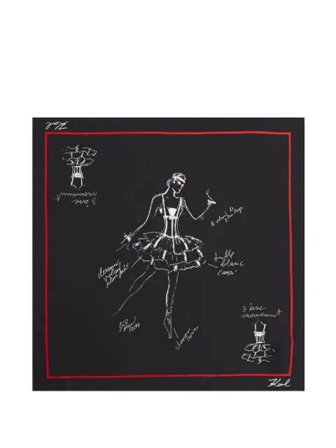 Karl Lagerfeld K/Ballet silk scarf Black B3W33091999