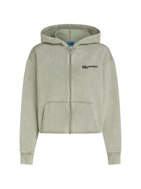 Karl Lagerfeld Jeans logo-detail washed zip-up hoodie Green B3W200202ON