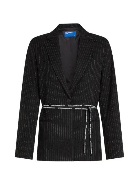 Karl Lagerfeld Jeans pinstripe belted blazer Black B3W14004