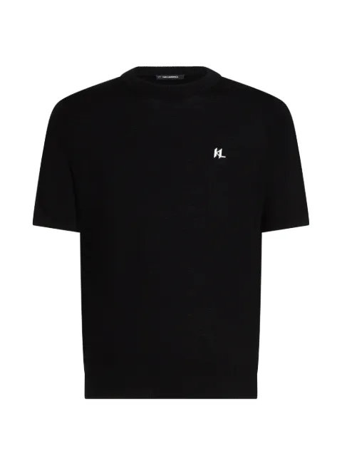 Karl Lagerfeld Monogram-logo-embroidered T-shirt Black B3M18040999
