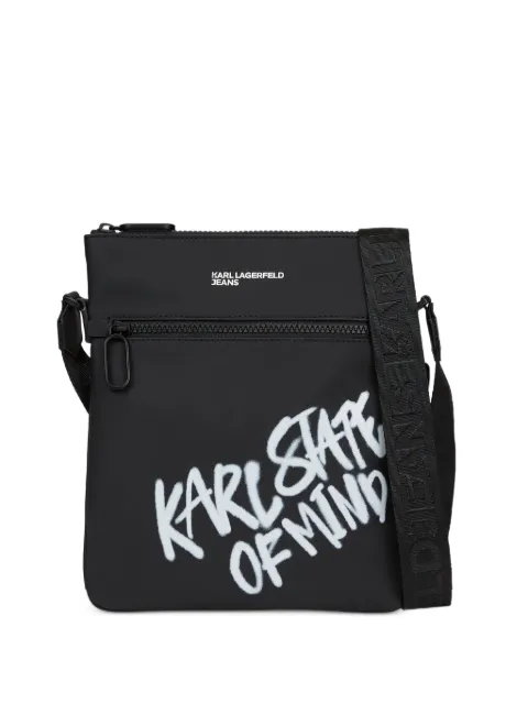 Karl Lagerfeld Jeans slogan-print messenger bag Black B3M30227