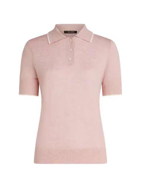 Karl Lagerfeld merino-wool polo shirt Pink B3W18044B86