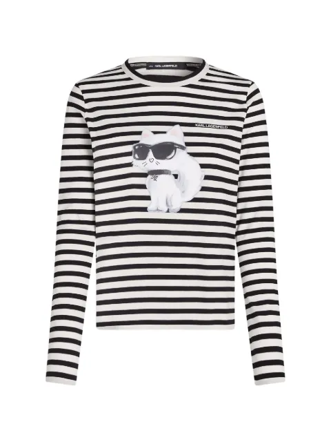 Karl Lagerfeld Ikon Choupette striped top White B3W170431VE