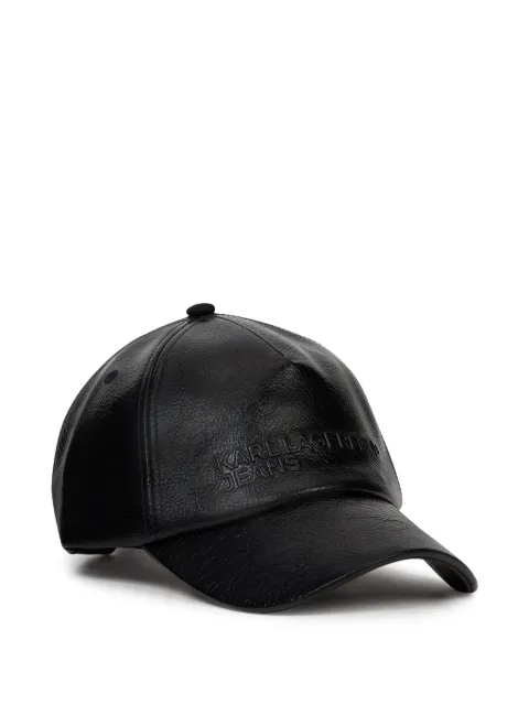 Karl Lagerfeld Jeans logo-embossed cracked-effect cap Black B3M33055