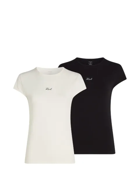 Karl Lagerfeld logo-print stretch-jersey cotton T-shirt (set of two) Neutrals B3W470101UG