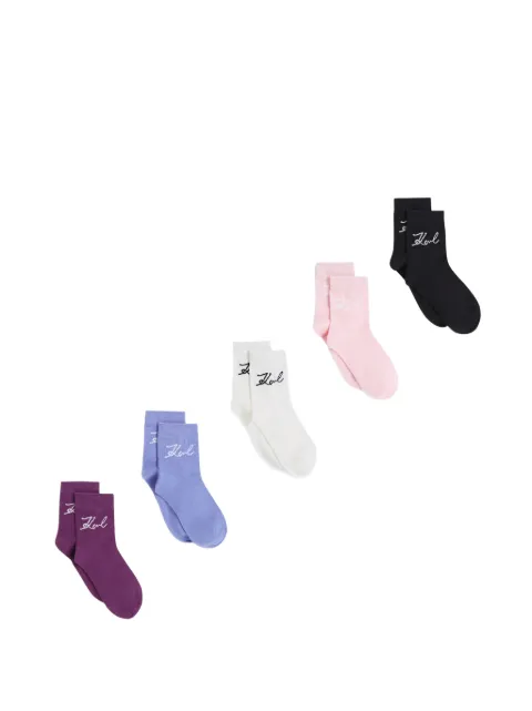 Karl Lagerfeld Signature logo-embroidered socks (set of five) Purple A4W470321VJ